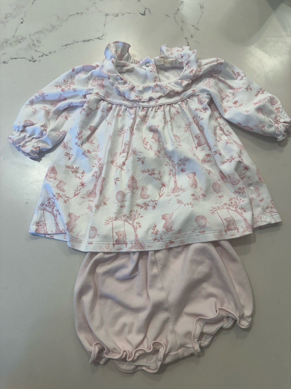 Baby Club Chic Two-Piece Top and Bloomers Set - Pink Woodland Print